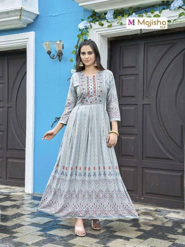 Majisha Nx Angoori 2 Fancy Wear Long Rayon  Anarkali Kurti Collection